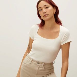 Everlane square neck cotton top in Canvas